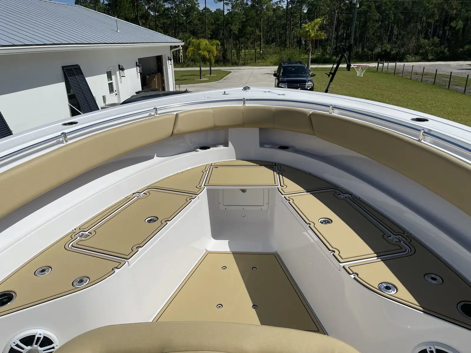 Custom DEKit foam flooring on Sea Hunt boat